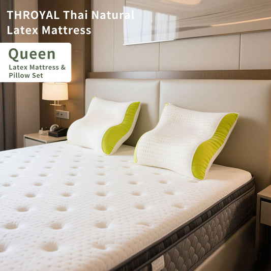 THROYAL Thai Natural Latex Mattress Queen  | 7-Point Support  Spine Support Mattress back pain | Breathable & Anti-KillBedBugs Bedding Set | COD Lagos  4 by 6 3x6 size