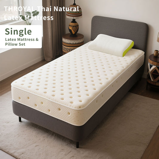 THROYAL Thai Natural Latex Mattress single  | 7-Point Support Spine Support Mattress Relieve back pain| Breathable & Anti-KillBedBugs Bedding Set | COD Lagos