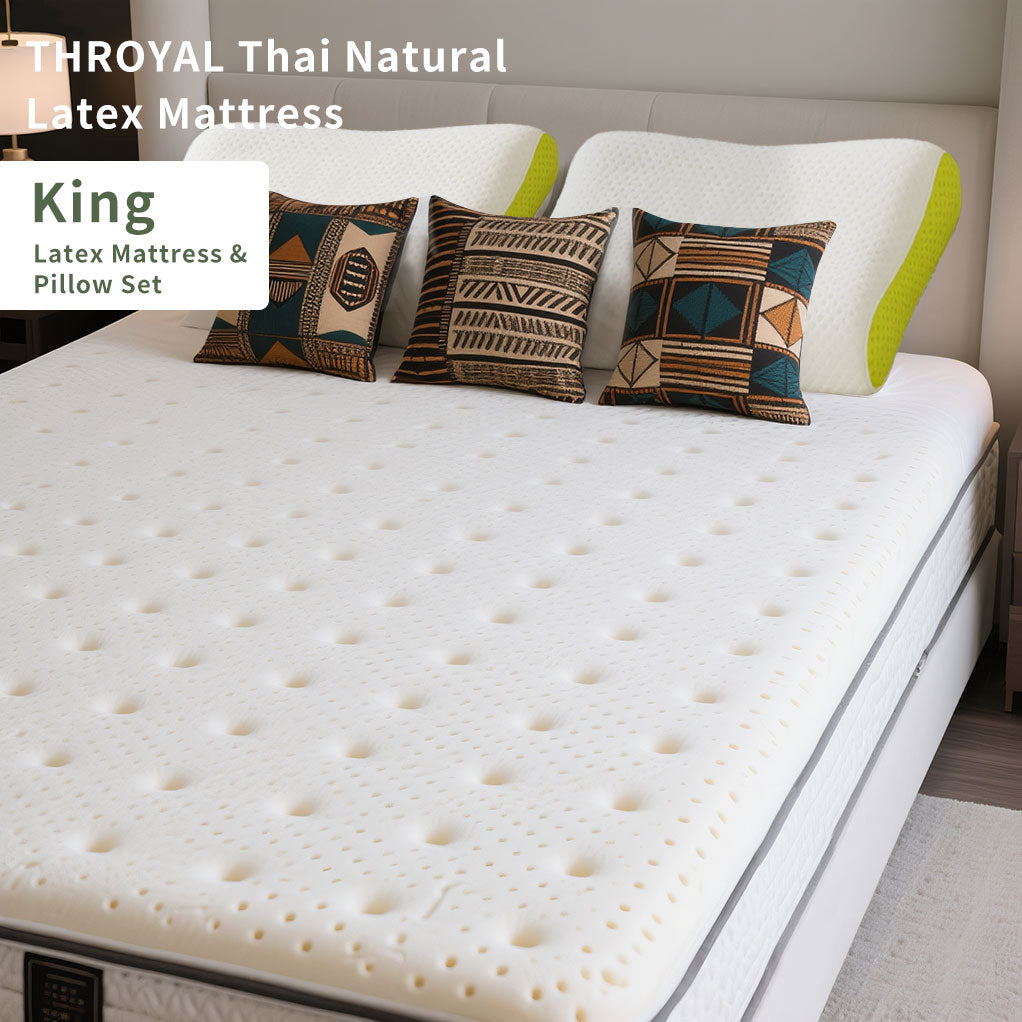 THROYAL luxury Natural Latex Mattress King 6 by 6 size | 7-Point Support Spine Mattress back pain |Breathable & Anti-KillBedBugs Bedding Set | COD Nigeria