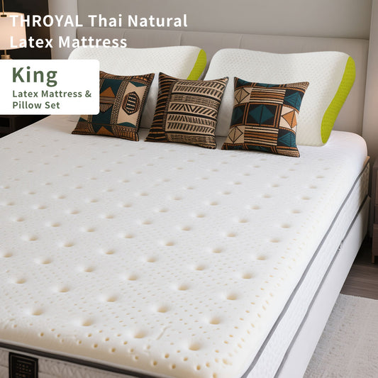 THROYAL luxury Natural Latex Mattress King 6 by 6 size | 7-Point Support Spine Mattress back pain |Breathable & Anti-KillBedBugs Bedding Set | COD Nigeria