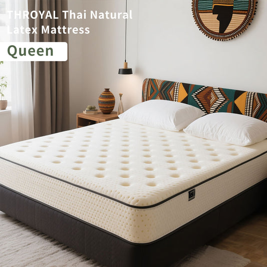 THROYAL best Thai Natural Latex Mattress 4.5 by 6 queen 5 by 6 size | Orthopedic Spine Support Mattress | Breathable & Anti-Dust KillBedBugs | COD Lagos